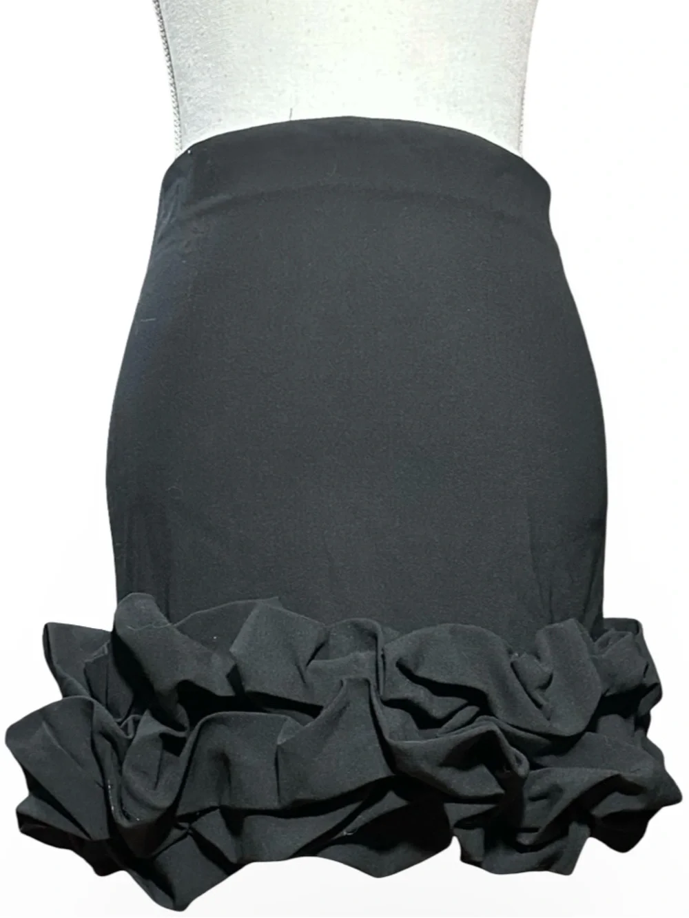 ZARA Black‎ Structured Mini Skirt with Voluminous Ruffle Hem - XS